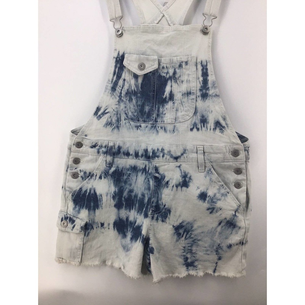 No Boundaries Jean Shortalls Size L(11-13) Blue Denim Juniors Tie Dye Juniors - Picture 11 of 12